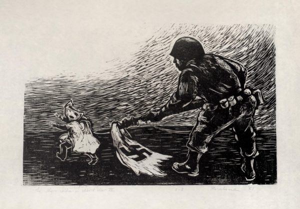 Rosenhouse, <i>The Negro Soldier in the World War II</i>, s/f, linografía, 41.1 x 56.5 cm (soporte) / 29.6 x 46 cm (imagen).