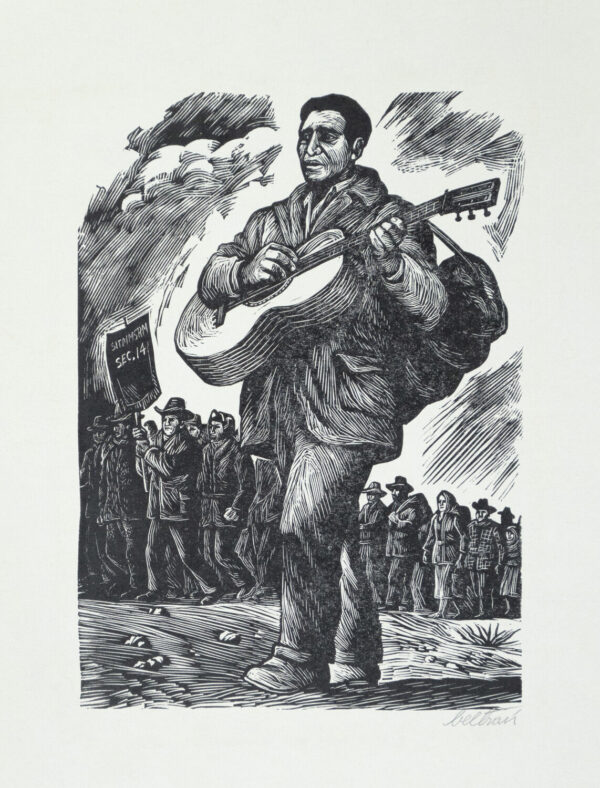 Alberto Beltrán, <i>Cantor de la caravana minera</i>, s/f, linografía, 23.5 x 35 cm (soporte), 13 x 18 cm (imagen), ID ALBE18-125