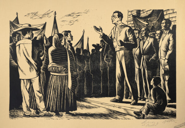 Alberto Beltrán, <i>Lombardo y el pueblo</i>, <i>ca.</i> 1938, linografía, 65.4 x 47 cm (soporte), 52 x 34.7 cm (imagen), ID ALBE18-128