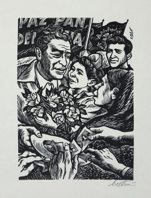 Alberto Beltrán, <i>Lombardo Toledano candidato del pueblo</i>, s/f, linografía, 23.7 x 17.5 cm (soporte), 13.8 x 10 cm (imagen), ID ALBE18-31