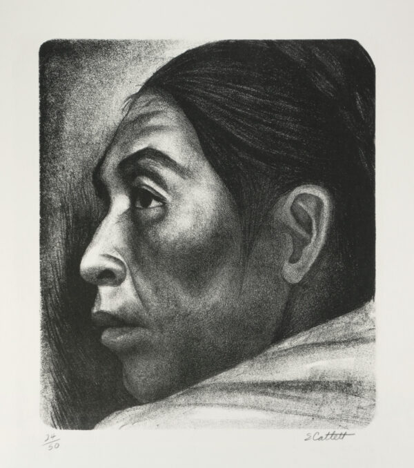 Elizabeth Catlett, <i>Cabeza indígena</i>, s/f, litografía, 58.5 x 44.7 cm (soporte), 31.2 x 26.9 cm (imagen), ID ELCA34-12