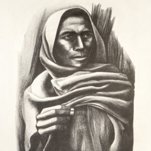 Elizabeth Catlett, <i>Mujer con rebozo</i>, 1958, litografía, 57.7 x 45 cm (soporte), 34.5 x 24.3 cm (imagen), ID ELCA34-13