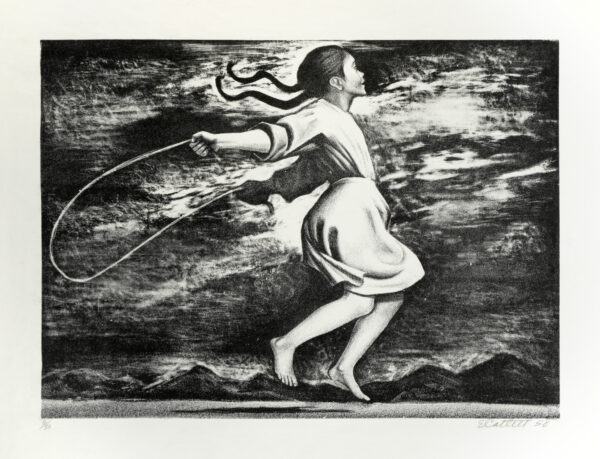 Elizabeth Catlett, <i>Niña brincando</i>, 1958, litografía, 45 x 58.2 cm (soporte), 29 x 39.5 cm (imagen), ID ELCA34-14