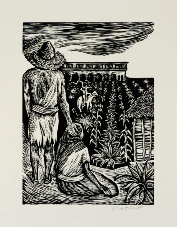 Elizabeth Catlett, <i>Peones mexicanos</i>, s/f, linografía, 28.8 x 18.1 cm (soporte), 18.3 x 13.2 cm (imagen), ID ELCA34-16
