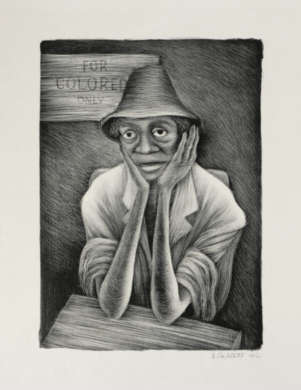 Elizabeth Catlett, <i>For colored only</i>, 1946, litografía, 32.5 x 25 cm (soporte), 23.6 x 17 cm (imagen), ID ELCA34-2