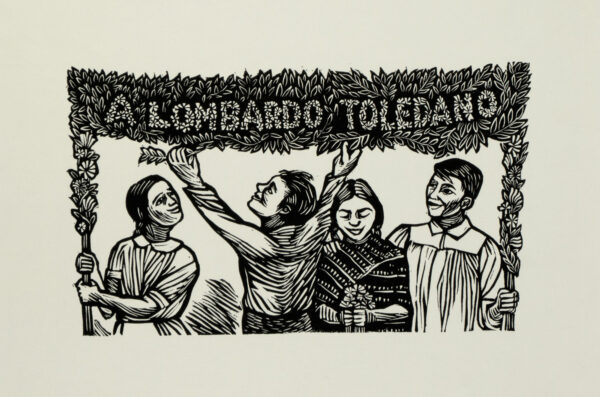 Elizabeth Catlett, <i>Homenaje a Lombardo Toledano</i>, s/f, linografía, 23 x 30.7 cm (soporte), 11.3 x 18.7 cm (imagen), ID ELCA34-25