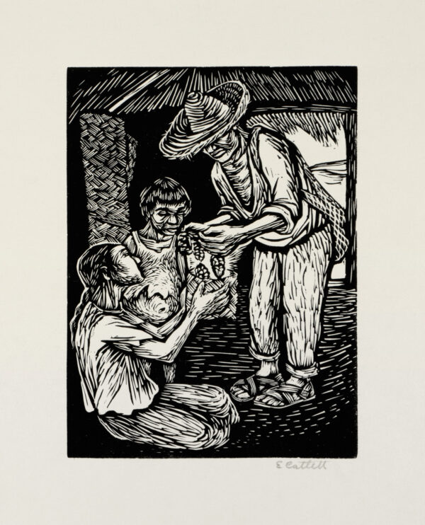 Elizabeth Catlett, <i>Campesinos mexicanos</i>, s/f, linografía, 33.5 x 25.4 cm (soporte), 18.1 x 13.5 cm (imagen), ID ELCA34-26