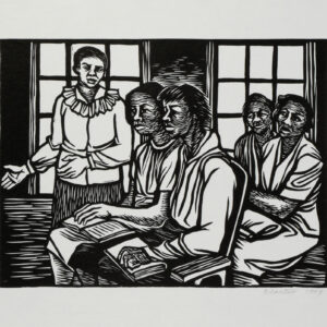 Elizabeth Catlett, <i>Maestra negra</i>, 1947, linografía, 32 x 48 cm (soporte), 17.5 x 23 cm (imagen), ID ELCA34-34