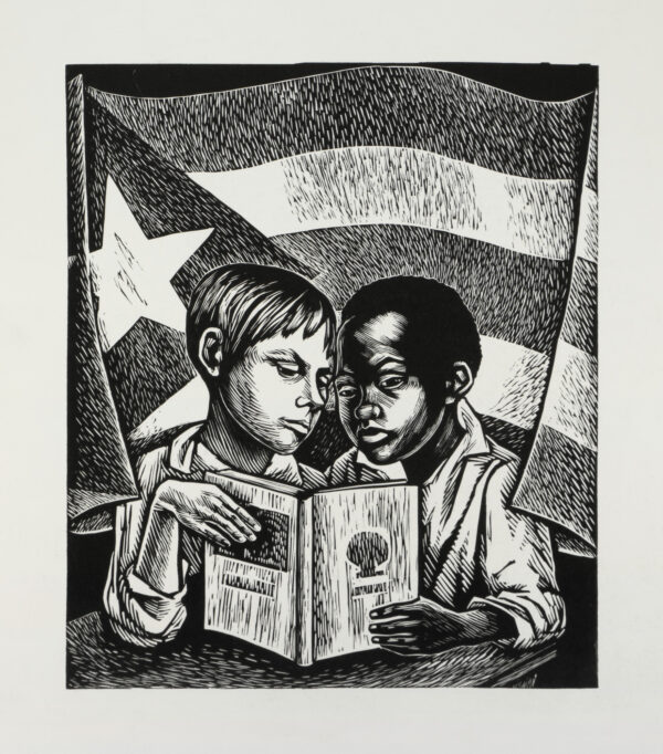 Elizabeth Catlett, <i>Integración racial</i>, s/f, linografía, 50 x 32.5 cm (soporte), 26.4 x 22.3 cm (imagen), ID ELCA34-36