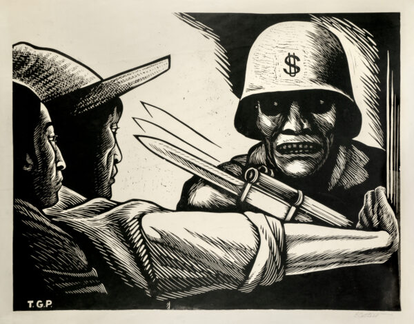 Elizabeth Catlett, <i>Alto a la agresión</i>, s/f, linografía, 47.1 x 62 cm (soporte), 40.7 x 52.5 cm (imagen), ID ELCA34-43