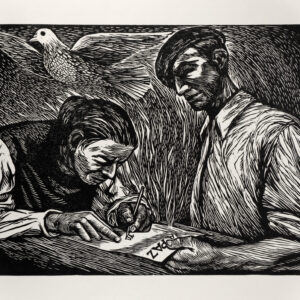 Elizabeth Catlett, <i>Firmas para la paz</i>, s/f, linografía, 48.5 x 64 cm (soporte), 31.2 x 42 cm (imagen), ID ELCA34-44