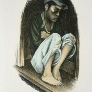 Elizabeth Catlett, <i>Niño papelero</i>, s/f, lito-color, 48 x 32.3 cm (soporte), 28.5 x 17.5 cm (imagen), ID ELCA34-5