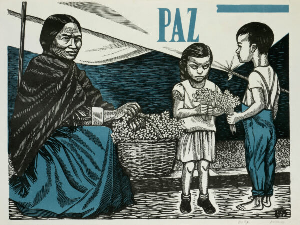 Elizabeth Catlett, <i>Vendedora de flores</i>, s/f, lino-color, 31.2 x 23.3 cm (soporte), 28.7 x 22.5 cm (imagen), ID ELCA34-53