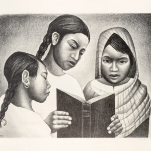 Elizabeth Catlett, <i>Niñas leyendo</i>, s/f, litografía, 44.7 x 58.2 cm (soporte), 30.5 x 41.9 cm (imagen), ID ELCA34-6