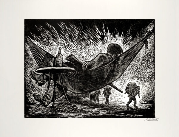 Arturo García Bustos<i>, El capataz</i>, 1949, linografía, 50.6 x 65.5 cm (soporte), 30.6 x 40.4 cm (imagen), ID ARGA75-36