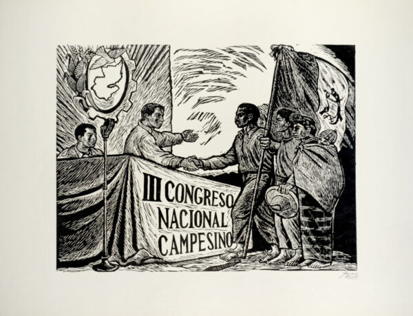 Arturo García Bustos<i>, III Congreso Nacional Campesino</i>, s/f, linografía, 50.3 x 65.5 cm (soporte), 30.8 x 40.4 cm (imagen), ID ARGA75-65