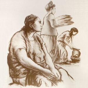 Celia Calderón<i>, Tehuanas</i>, s/f, litografía, 64 x 48.2 cm (soporte), 56 x 47 cm (imagen), ID CECA26-12
