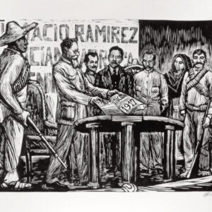 Elena Huerta<i>, México se da su ley</i>, s/f, litografía, 50.3 x 65.3 cm (soporte), 30.3 x 42.4 cm (imagen), ID ELHU99-28