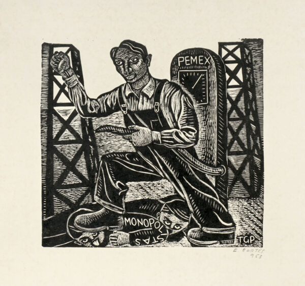 Erasto Cortés Juárez<i>, Monopolista</i>, 1953, litografía, 32.7 x 39 cm (soporte), 20.2 x 19.2 cm (imagen), ID ERCO42-4