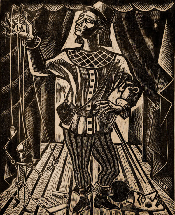 Gabriel Fernández Ledesma<i>, Exposición de teatro</i>, 1935, linografía, 58 x 49.1 cm (soporte), 41.2 x 34 cm (imagen), ID GAFE63-4