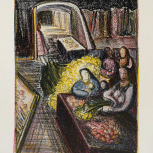Hallie Donaldson<i>, Vendedora de flores</i>, s/f, lito-color, 32.5 x 24.2 cm (soporte), 23.3 x 17.5 cm (imagen), ID HADO57-1