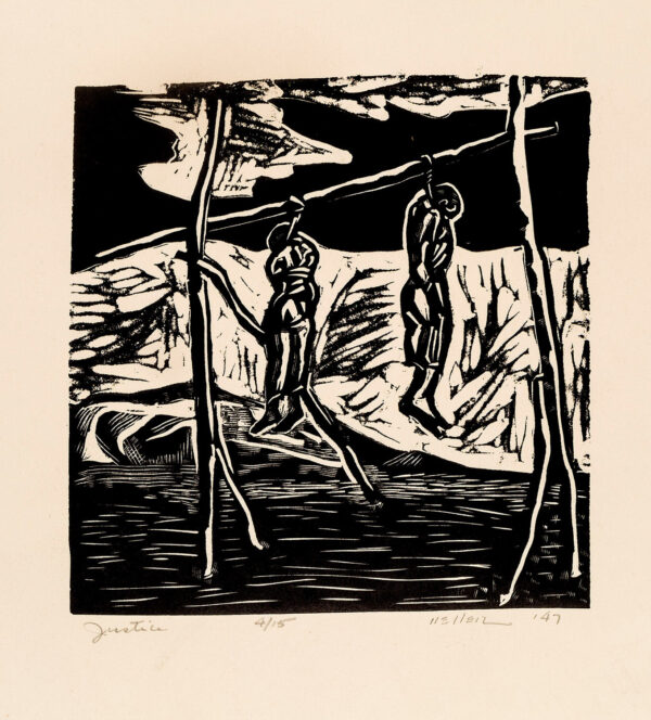Heller <i>, Justicia</i>, 1947, linografía, 33 x 25.4 cm (soporte), 15.4 x 15.2 cm (imagen), ID HE93-3
