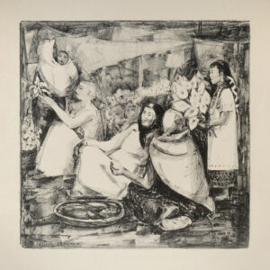 J. A. Dávila<i>, Mercado de flores</i>, 1959, litografía, 65.5 x 50.2 cm (soporte), 37.5 x 38.5 cm (imagen), ID J.DÁ49-1