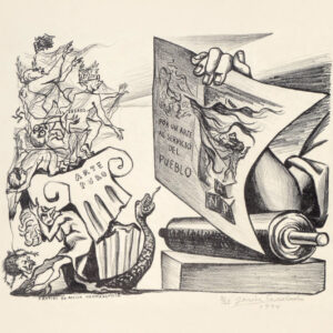 Jesús Escobedo<i>, Por un arte al servicio del pueblo</i>, 1944, litografía, 29.3 x 48.2 cm (soporte), 22 x 28.7 cm (imagen), ID JEES61-35
