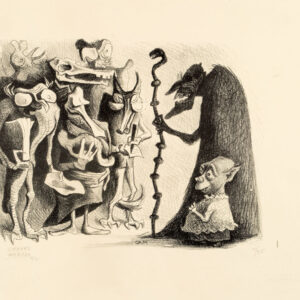 José Chávez Morado<i>, El clero y la prensa</i>, 1942, litografía, 24.2 x 32.2 cm (soporte), 17.5 x 22 cm (imagen), ID JOCH48-13