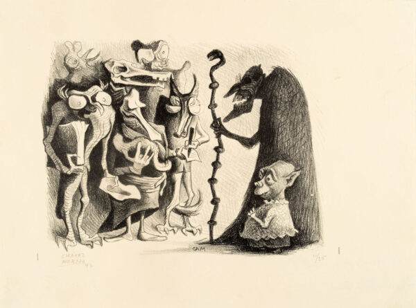 José Chávez Morado<i>, El clero y la prensa</i>, 1942, litografía, 24.2 x 32.2 cm (soporte), 17.5 x 22 cm (imagen), ID JOCH48-13