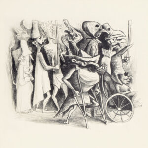 José Chávez Morado<i>, Desfile de la prensa</i>, 1942, litografía, 24.2 x 32.2 cm (soporte), 17.2 x 21.5 cm (imagen), ID JOCH48-15