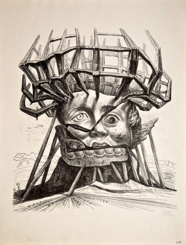 José Chávez Morado<i>, La Ciudad de México</i>, 1950, litografía, 58.4 x 44.7 cm (soporte), 44 x 38.7 cm (imagen), ID JOCH48-19