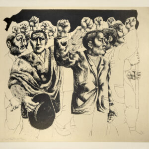 José Venturelli<i>, Manifestantes</i>, s/f, linografía, 55 x 64.5 cm (soporte), 49.5 x 55.6 cm (imagen), ID JOVE217-6