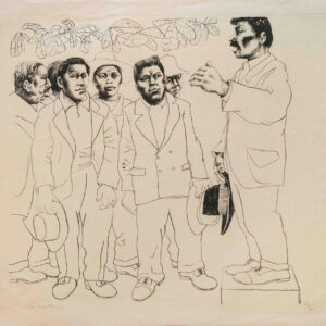 José Venturelli<i>, Campesinos</i>, s/f, linografía, 54 x 62 cm (soporte), 48.2 x 53.5 cm (imagen), ID JOVE217-7