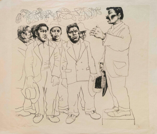 José Venturelli<i>, Campesinos</i>, s/f, linografía, 54 x 62 cm (soporte), 48.2 x 53.5 cm (imagen), ID JOVE217-7