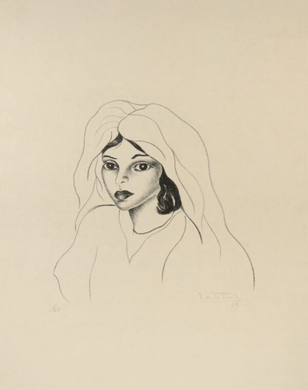 Julio De la Fuente<i>, Muchacha</i>, 1938, litografía, 50 x 32.5 cm (soporte), 19 x 20 cm (imagen), ID JUDE51-4