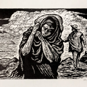 Leopoldo Méndez<i>, El rebozo de soledad (La fuga)</i>, s/f, linografía, 50.3 x 65 cm (soporte), 31 x 42 cm (imagen), ID LEMÉ133-1