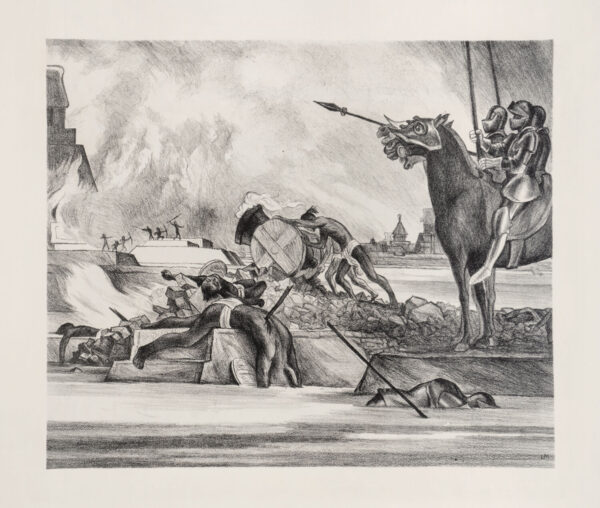 Leopoldo Méndez<i>, La toma de Tlatelolco</i>, s/f, linografía, 50.7 x 66.5 cm (soporte), 33.4 x 38.7 cm (imagen), ID LEMÉ133-14