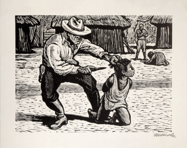 Leopoldo Méndez<i>, Crueldad de los capataces</i>, s/f, linografía, 32.1 x 39.5 cm (soporte), 24.2 x 32.6 cm (imagen), ID LEMÉ133-29