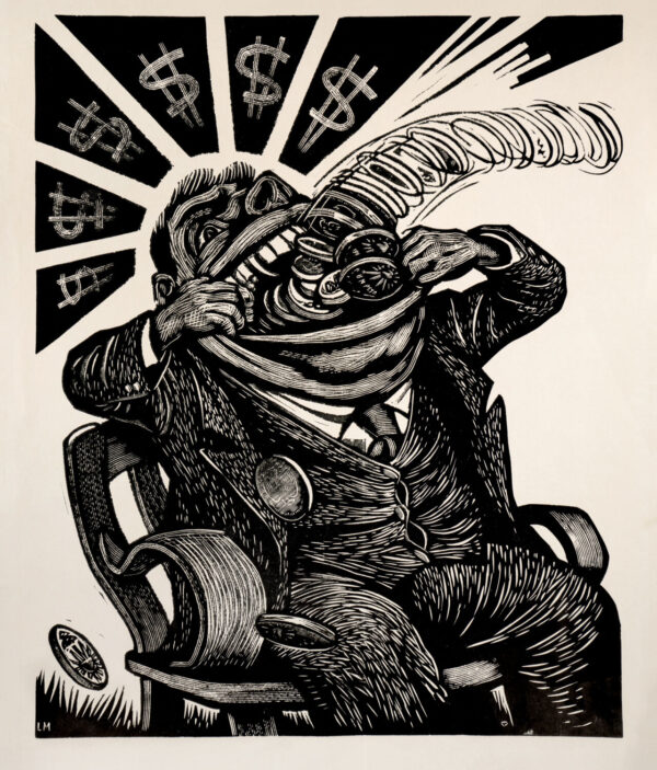 Leopoldo Méndez<i>, Insaciable</i>, s/f, linografía, 42 x 36.1 cm (soporte), 39.4 x 32 cm (imagen), ID LEMÉ133-34
