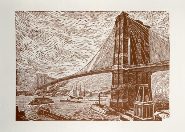 Leopoldo Méndez<i>, Brooklyn</i>, s/f, linografía, 43.6 x 71 cm (soporte), 31 x 41.2 cm (imagen), ID LEMÉ133-40