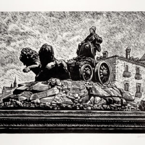 Leopoldo Méndez<i>, Fuente de las cíbeles</i>, s/f, linografía, 50.3 x 65.3 cm (soporte), 31.2 x 42 cm (imagen), ID LEMÉ133-50