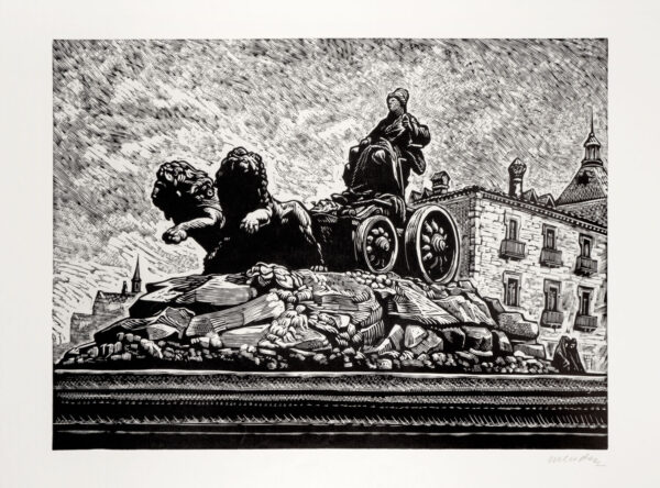 Leopoldo Méndez<i>, Fuente de las cíbeles</i>, s/f, linografía, 50.3 x 65.3 cm (soporte), 31.2 x 42 cm (imagen), ID LEMÉ133-50