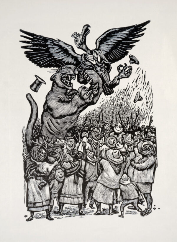 Leopoldo Méndez<i>, El pueblo se revela</i>, s/f, linografía, 35 x 23.7 cm (soporte), 20.5 x 14 cm (imagen), ID LEMÉ133-92