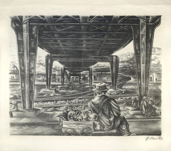 Ángel Bracho<i>, El puente y el tilichero</i>, 1944, litografía, 59 x 65.5 cm (soporte), 47 x 58.6 cm (imagen), ID ÁNBR23-12